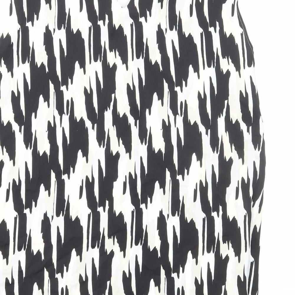 Marks and Spencer Womens Multicoloured Geometric Polyester Basic Blouse Size 12 V-Neck