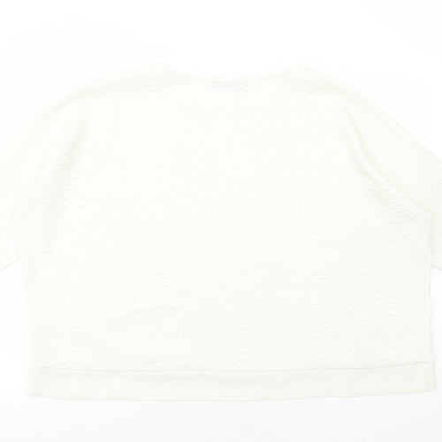 Sam&Lili Womens White Polyester Basic Blouse Size L Round Neck