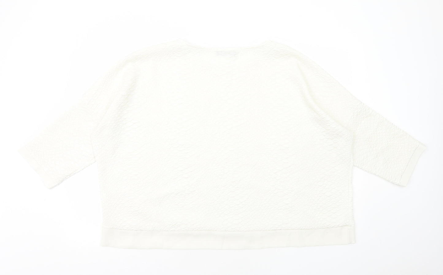 Sam&Lili Womens White Polyester Basic Blouse Size L Round Neck