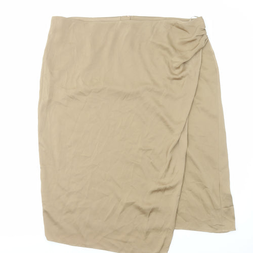 Marks and Spencer Womens Brown Polyester Straight & Pencil Skirt Size 22 Zip