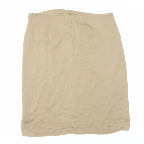 Marks and Spencer Womens Brown Polyester Straight & Pencil Skirt Size 22 Zip