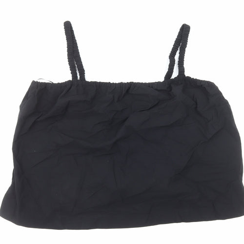Marks and Spencer Womens Black Cotton Cropped Tank Size 20 Square Neck
