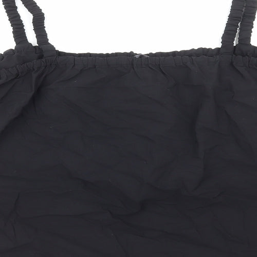 Marks and Spencer Womens Black Cotton Cropped Tank Size 20 Square Neck