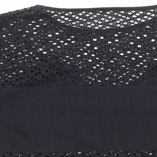 Preworn Womens Black Viscose Cropped Blouse Size 8 Round Neck