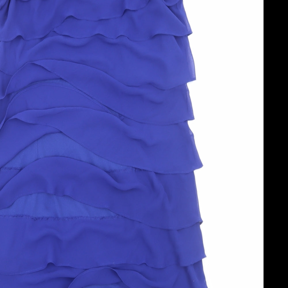 S.L. Fashions Womens Blue Polyester Shift Size 16 Boat Neck Zip - Embellished Neckline