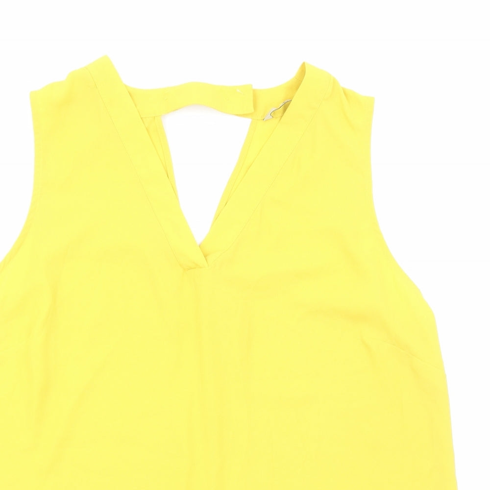 TU Womens Yellow Polyester Basic Tank Size 16 V-Neck