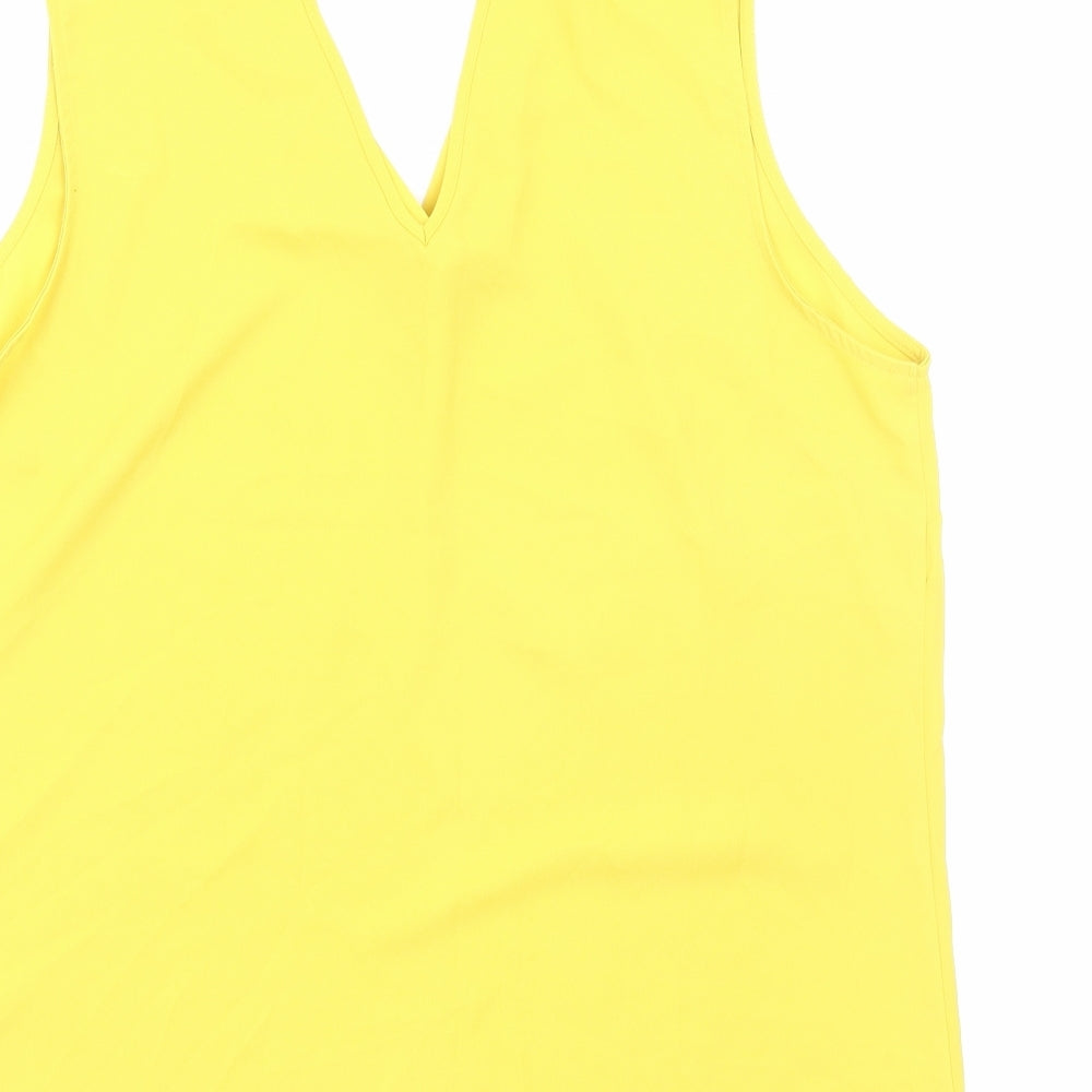 TU Womens Yellow Polyester Basic Tank Size 16 V-Neck