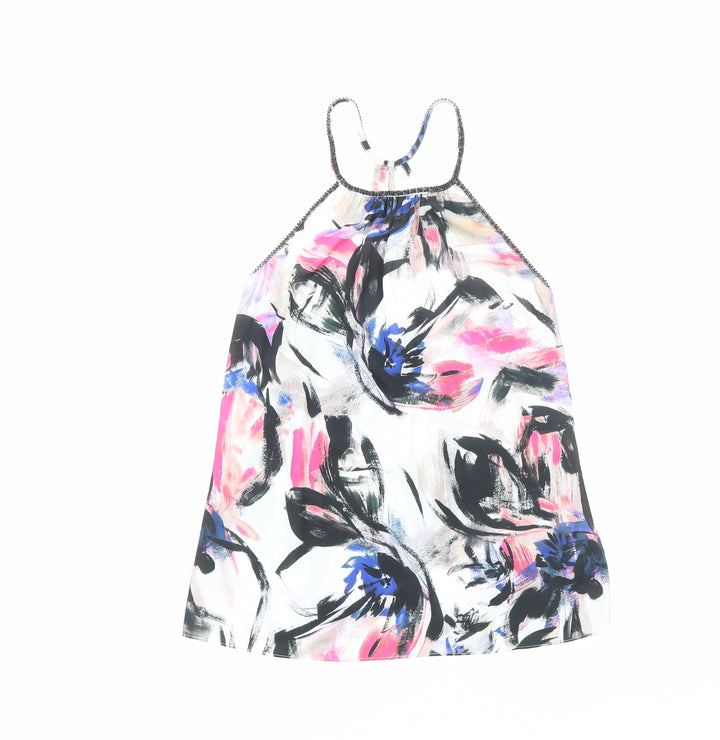 Warehouse Womens Multicoloured Floral Polyester Basic Tank Size 6 Round Neck
