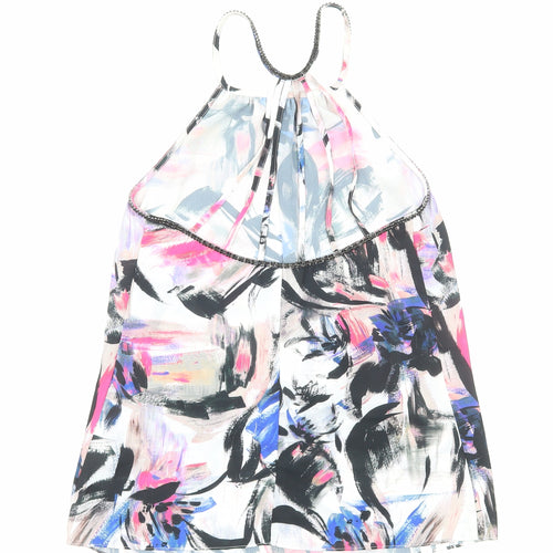 Warehouse Womens Multicoloured Floral Polyester Basic Tank Size 6 Round Neck