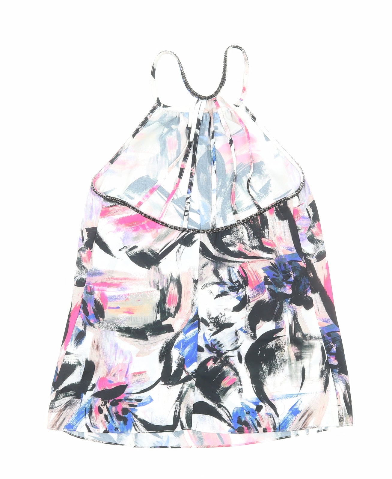 Warehouse Womens Multicoloured Floral Polyester Basic Tank Size 6 Round Neck