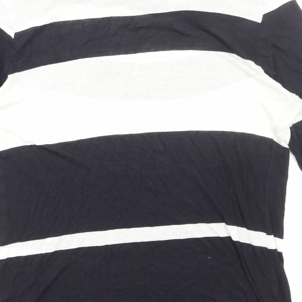 Monsoon Womens Black Striped Viscose Basic Blouse Size 16 Cowl Neck