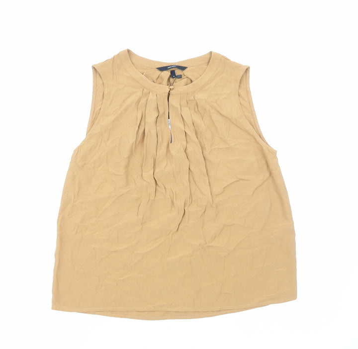 VERO MODA Womens Brown Polyester Basic Tank Size M Scoop Neck