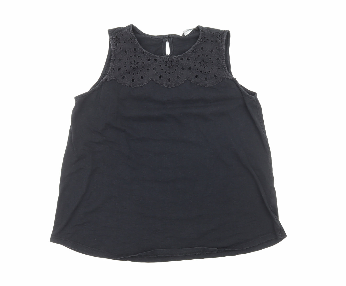 George Womens Black Viscose Basic Tank Size 16 Scoop Neck - Lace Detail