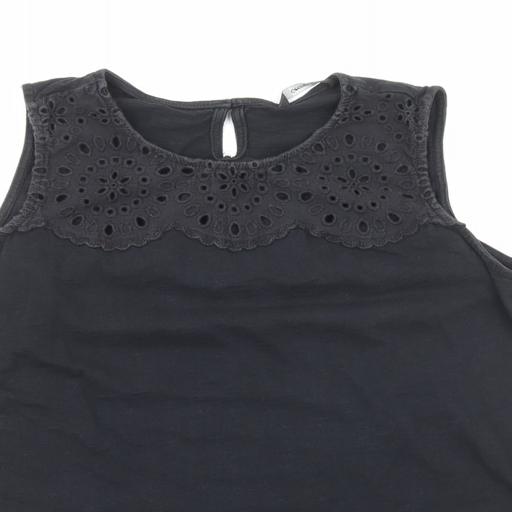 George Womens Black Viscose Basic Tank Size 16 Scoop Neck - Lace Detail