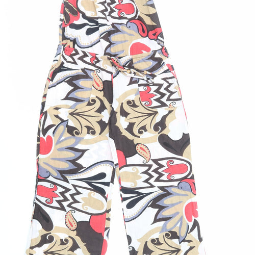 Sukot Womens Multicoloured Geometric Linen Jumpsuit One-Piece Size S Pullover