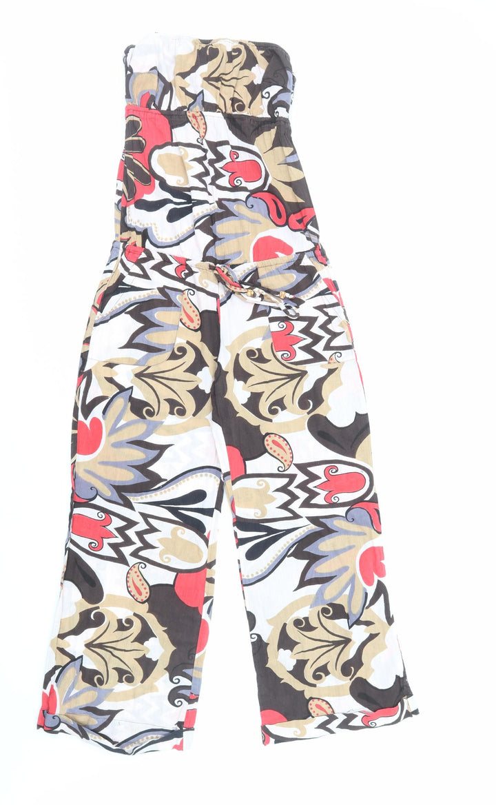 Sukot Womens Multicoloured Geometric Linen Jumpsuit One-Piece Size S Pullover