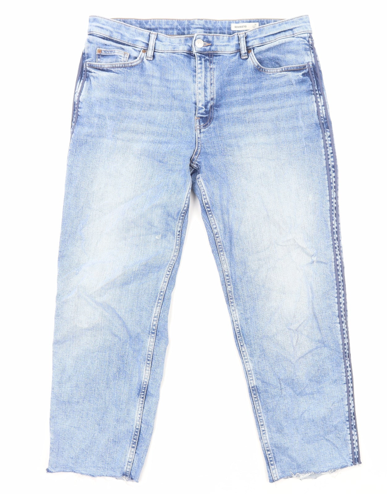 Marks and Spencer Womens Blue Cotton Straight Jeans Size 16 Regular Zip