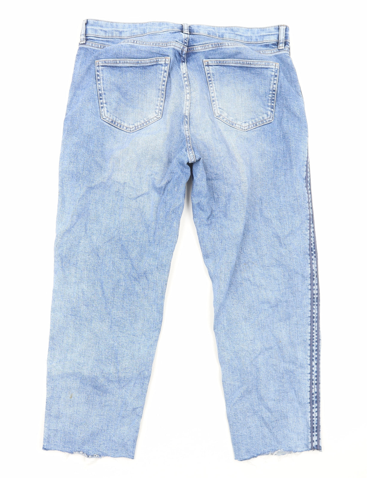Marks and Spencer Womens Blue Cotton Straight Jeans Size 16 Regular Zip
