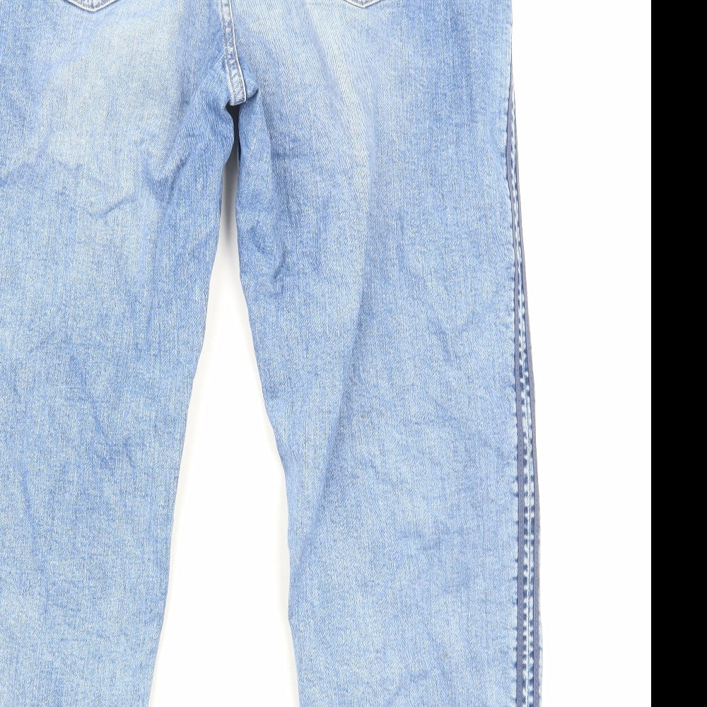 Marks and Spencer Womens Blue Cotton Straight Jeans Size 16 Regular Zip