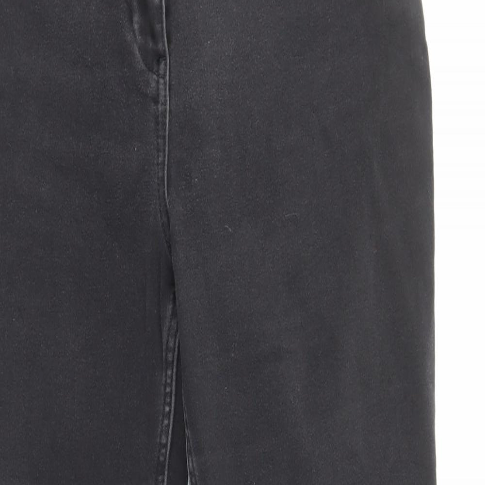 Per Una Womens Black Cotton Straight Jeans Size 16 Regular Zip