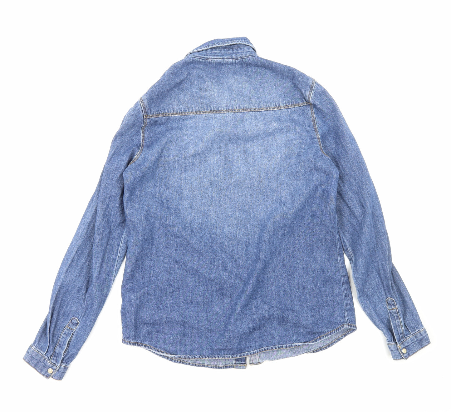 Noisy may Womens Blue Cotton Basic Button-Up Size XS V-Neck