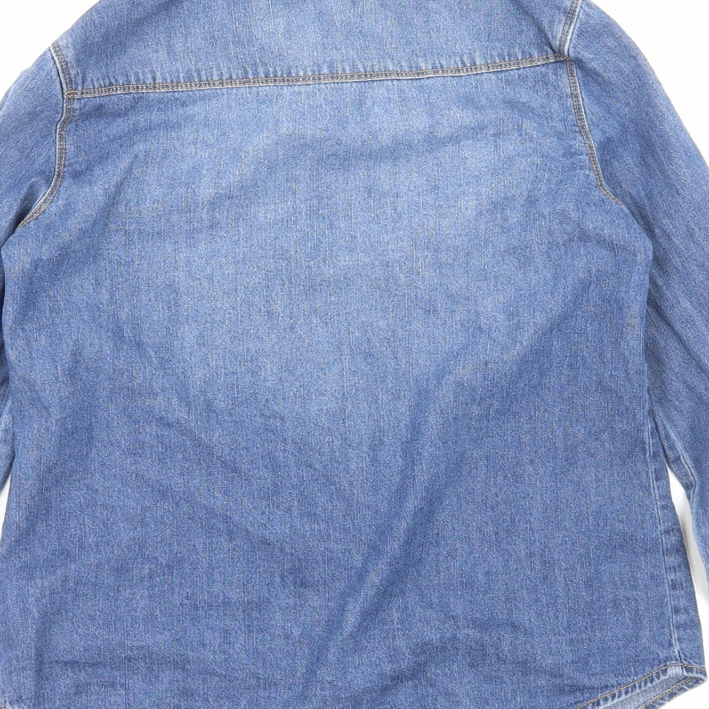Noisy may Womens Blue Cotton Basic Button-Up Size XS V-Neck