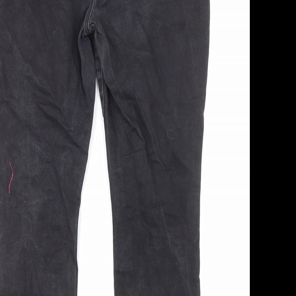 NYDJ Womens Black Cotton Straight Jeans Size 12 Regular Zip