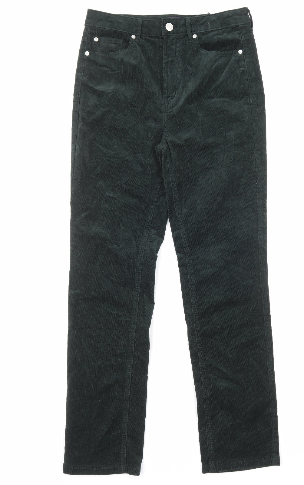 Marks and Spencer Womens Green Cotton Trousers Size 10 Regular Zip