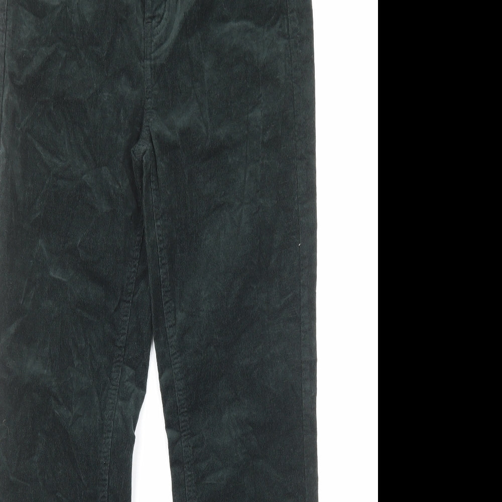 Marks and Spencer Womens Green Cotton Trousers Size 10 Regular Zip