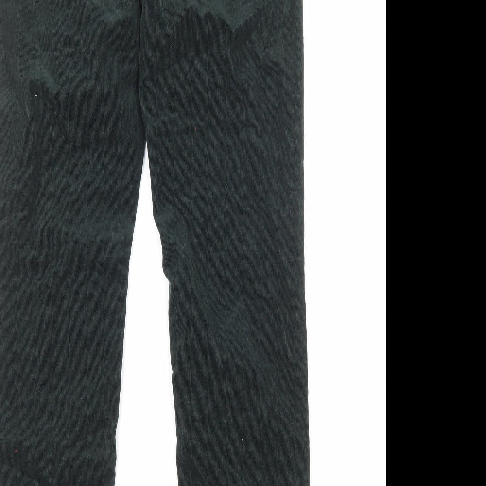 Marks and Spencer Womens Green Cotton Trousers Size 10 Regular Zip