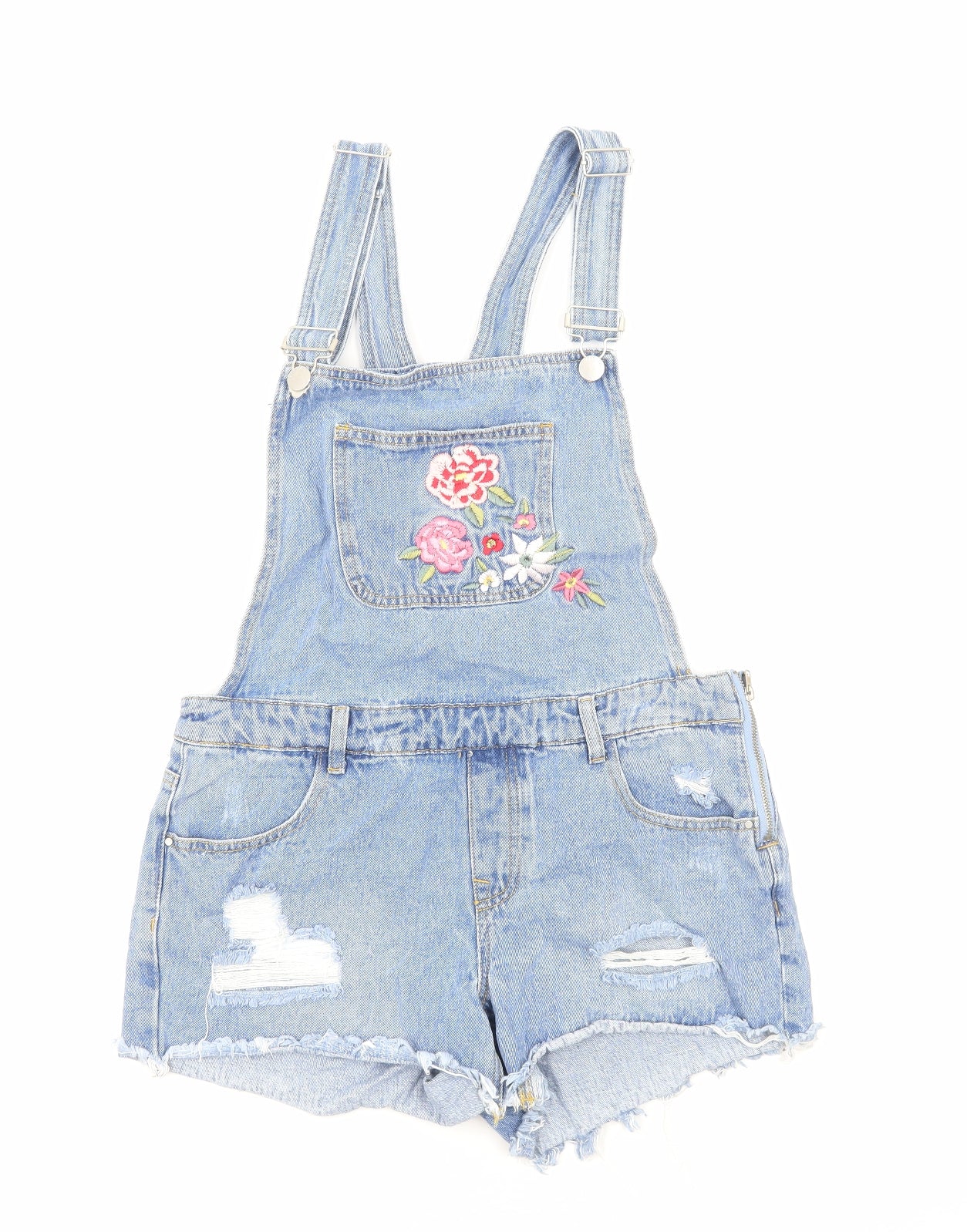 Primark Womens Blue Cotton Dungaree One-Piece Size 12 Buckle