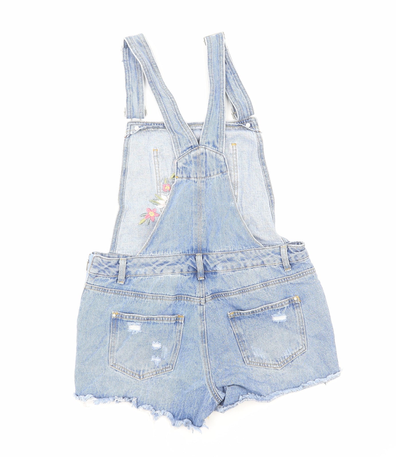 Primark Womens Blue Cotton Dungaree One-Piece Size 12 Buckle