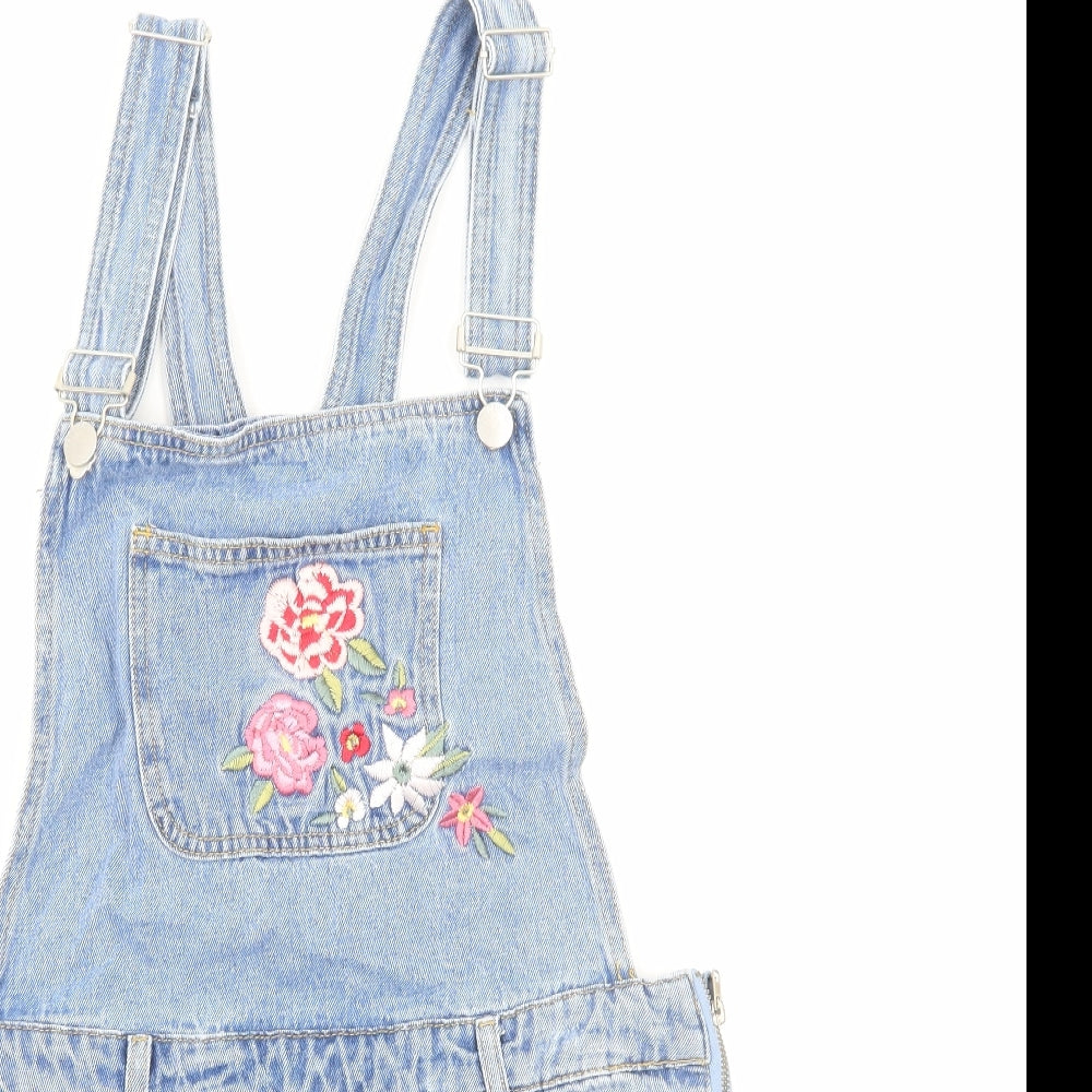 Primark Womens Blue Cotton Dungaree One-Piece Size 12 Buckle
