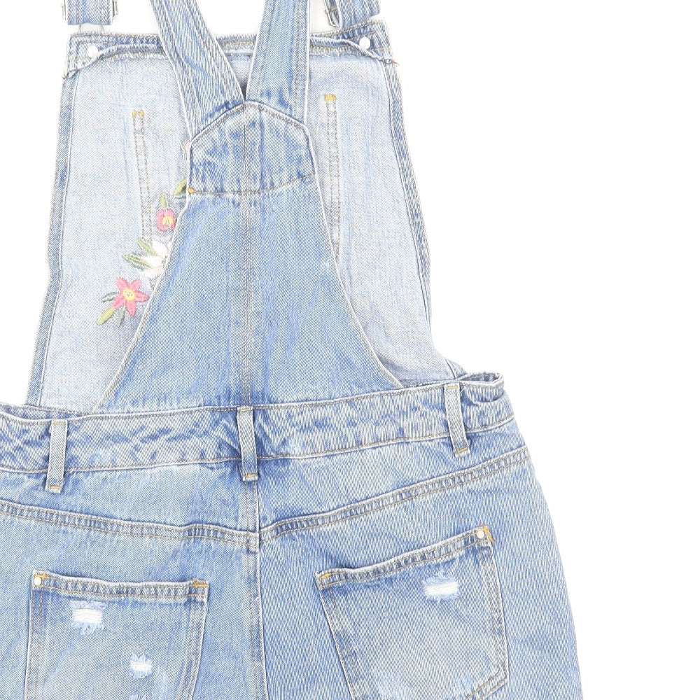 Primark Womens Blue Cotton Dungaree One-Piece Size 12 Buckle