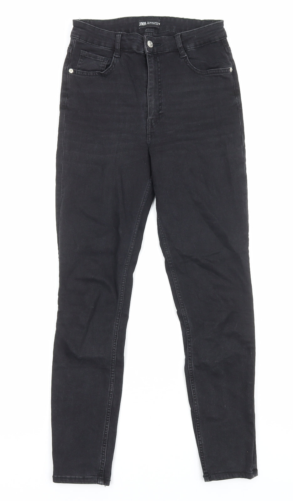 Zara Womens Black Cotton Skinny Jeans Size 8 Regular Zip