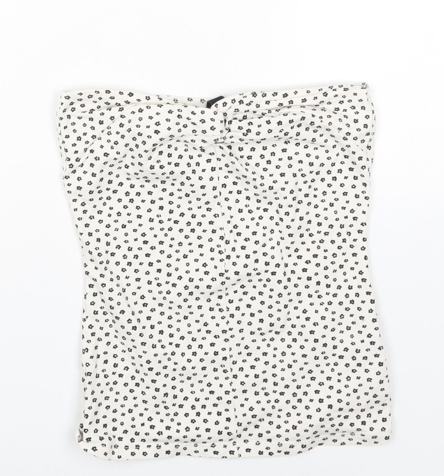 H&M Womens White Floral Cotton Basic Tank Size 8 Off the Shoulder