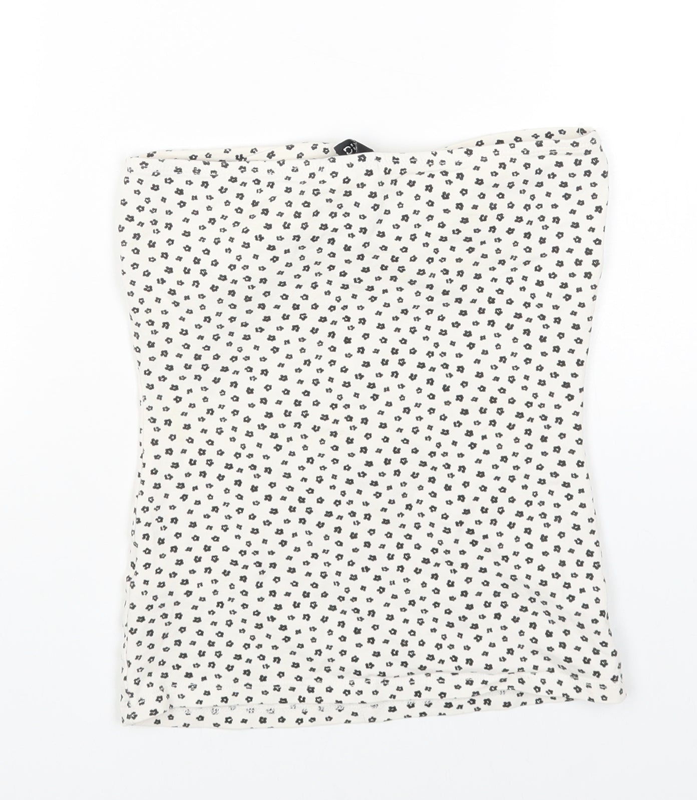 H&M Womens White Floral Cotton Basic Tank Size 8 Off the Shoulder