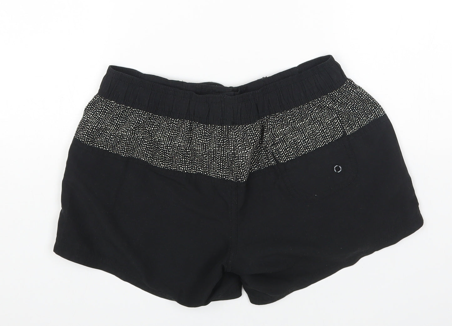 Fat Face Womens Black Geometric Cotton Mom Shorts Size 8 Regular Drawstring