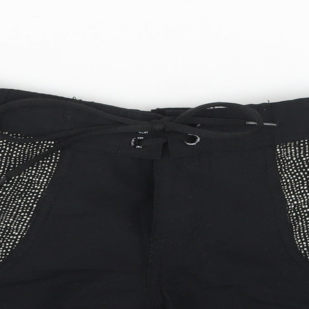 Fat Face Womens Black Geometric Cotton Mom Shorts Size 8 Regular Drawstring