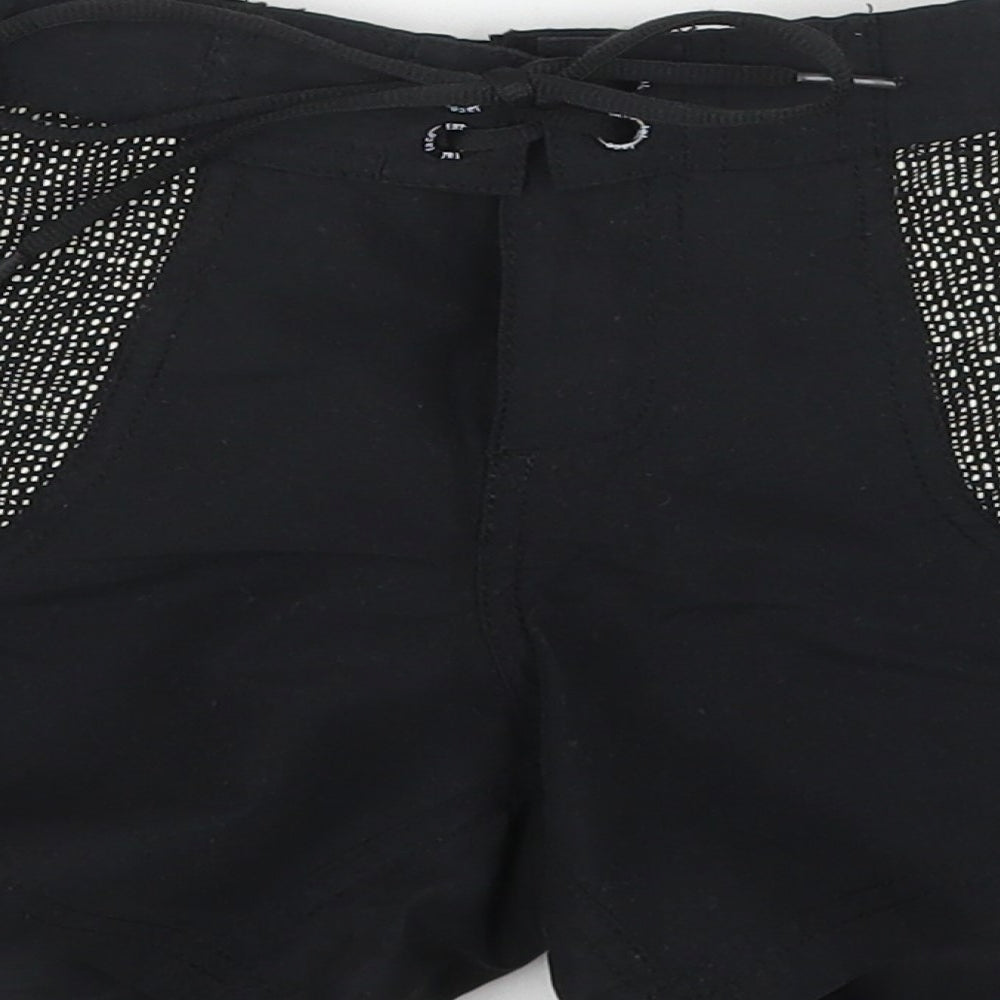 Fat Face Womens Black Geometric Cotton Mom Shorts Size 8 Regular Drawstring