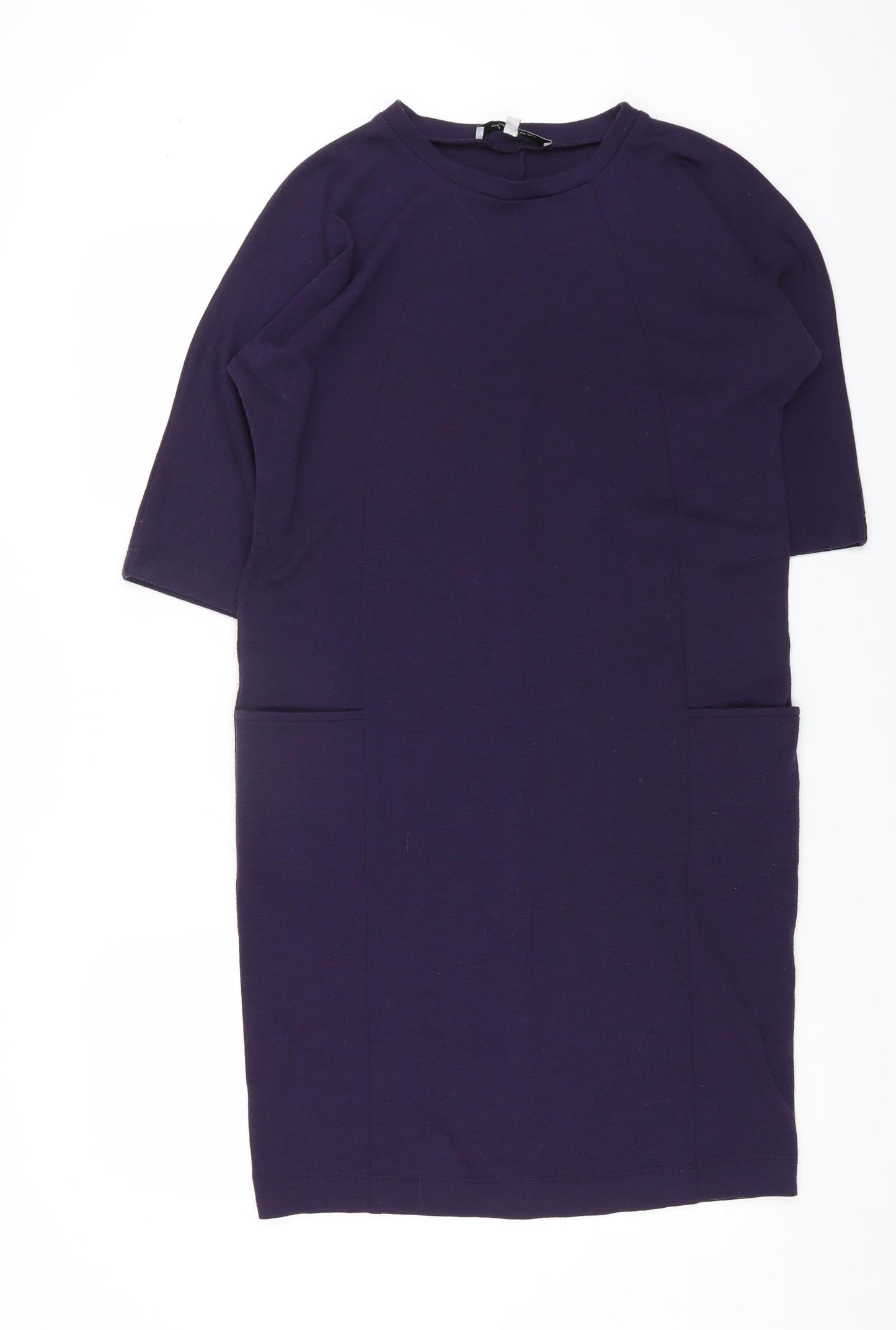 Lily ella Womens Purple Polyester Sheath Size 14 Round Neck Pullover