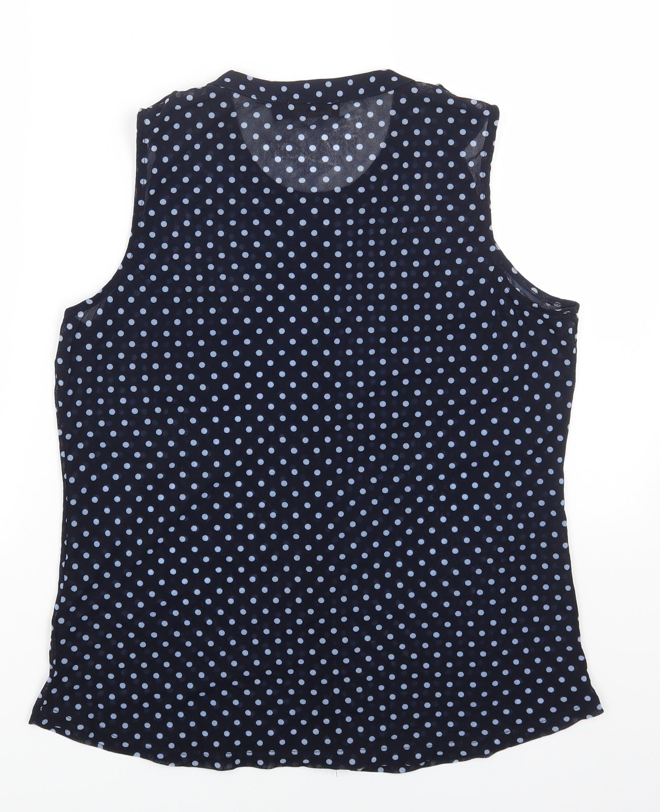 The Limited Womens Blue Polka Dot Polyester Basic Button-Up Size L Round Neck