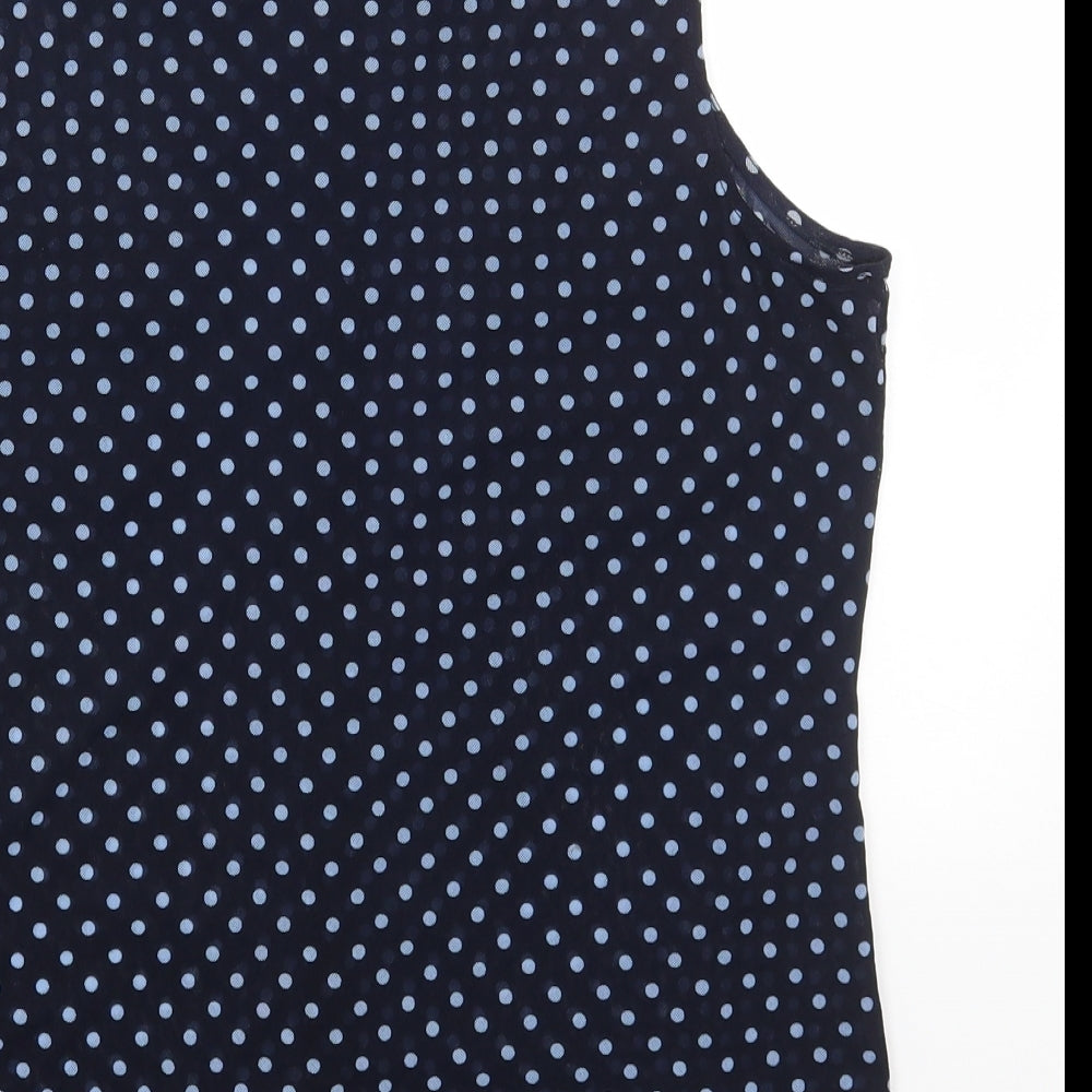 The Limited Womens Blue Polka Dot Polyester Basic Button-Up Size L Round Neck