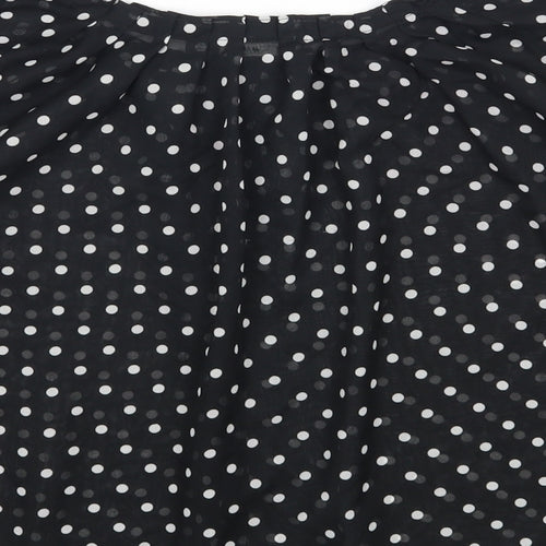 H&M Womens Black Polka Dot Polyester Basic Button-Up Size 6 Scoop Neck