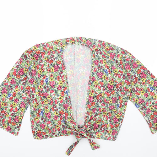 In the Style Womens Multicoloured Floral Polyester Cropped Blouse Size 10 V-Neck