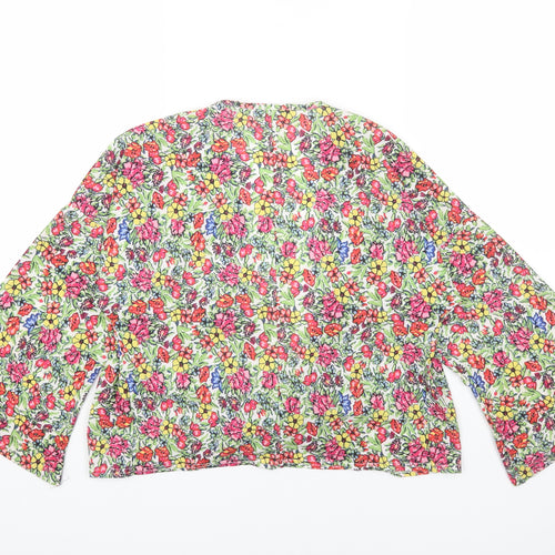 In the Style Womens Multicoloured Floral Polyester Cropped Blouse Size 10 V-Neck