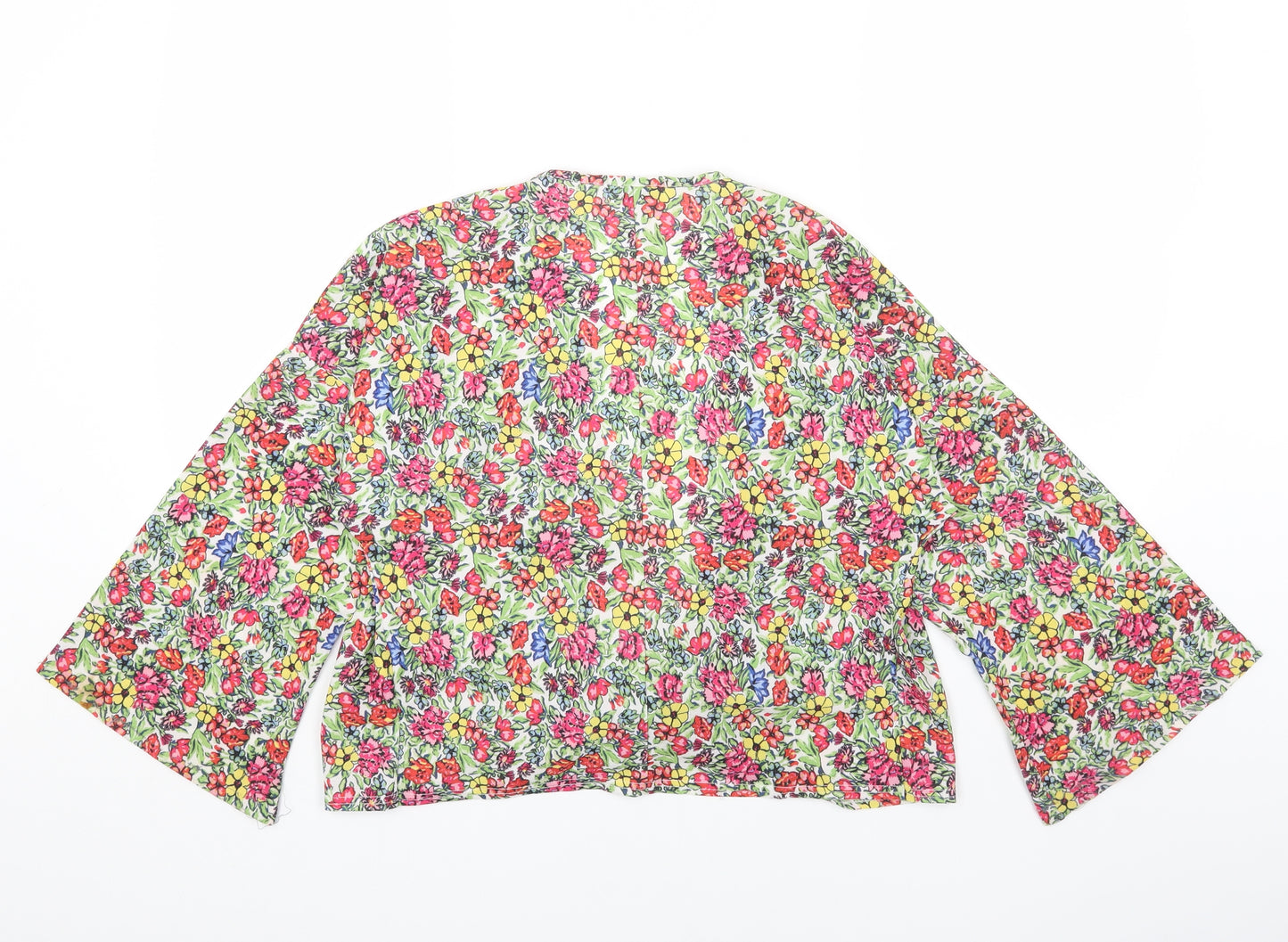 In the Style Womens Multicoloured Floral Polyester Cropped Blouse Size 10 V-Neck