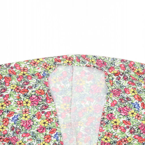 In the Style Womens Multicoloured Floral Polyester Cropped Blouse Size 10 V-Neck