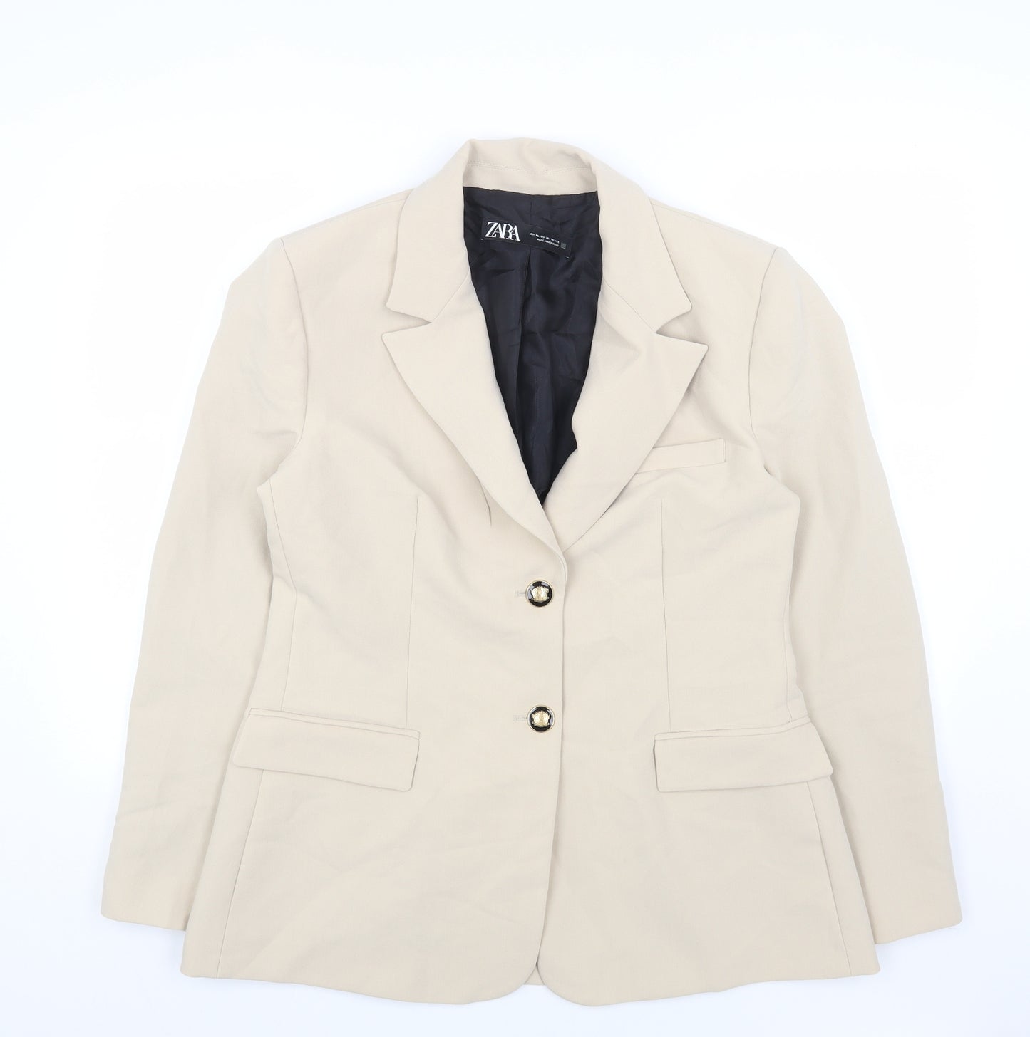Zara Womens Beige Jacket Blazer Size XL Button