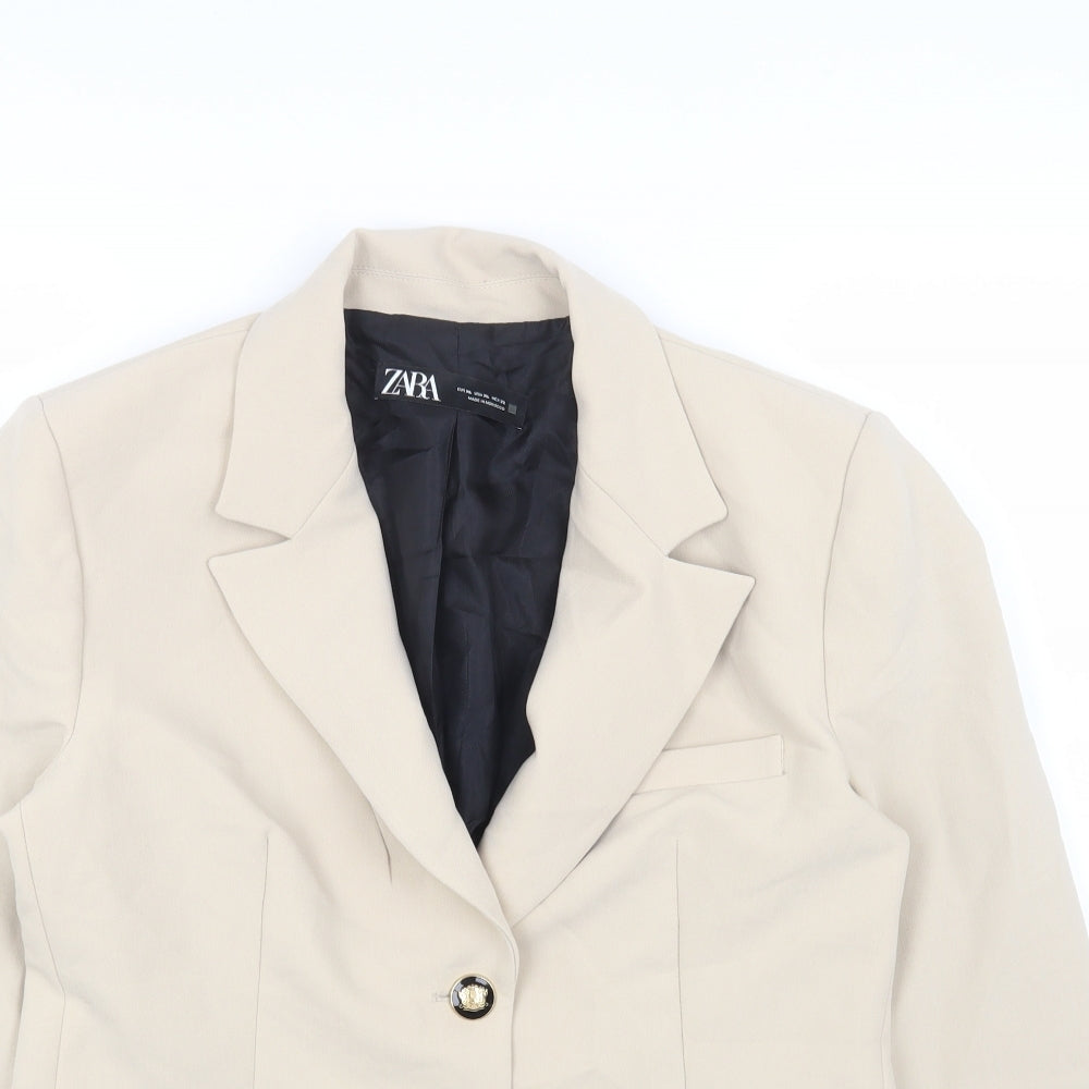 Zara Womens Beige Jacket Blazer Size XL Button